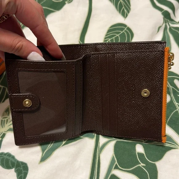 Used Orange Coach Mini Bag w/ Strap and Matching Wallet - Picture 4 of 16
